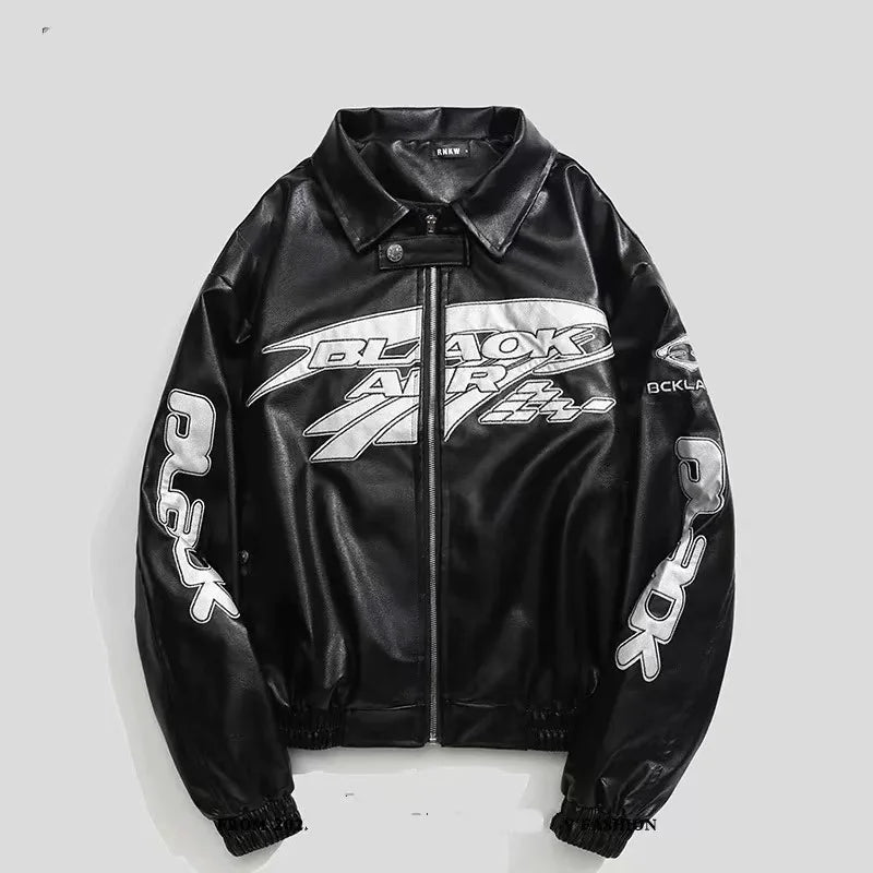 Men’s Retro PU Leather Bomber Jacket – Loose-Fit Motorcycle Pilot Coat, Short Multi-Pocket Casual Streetwear