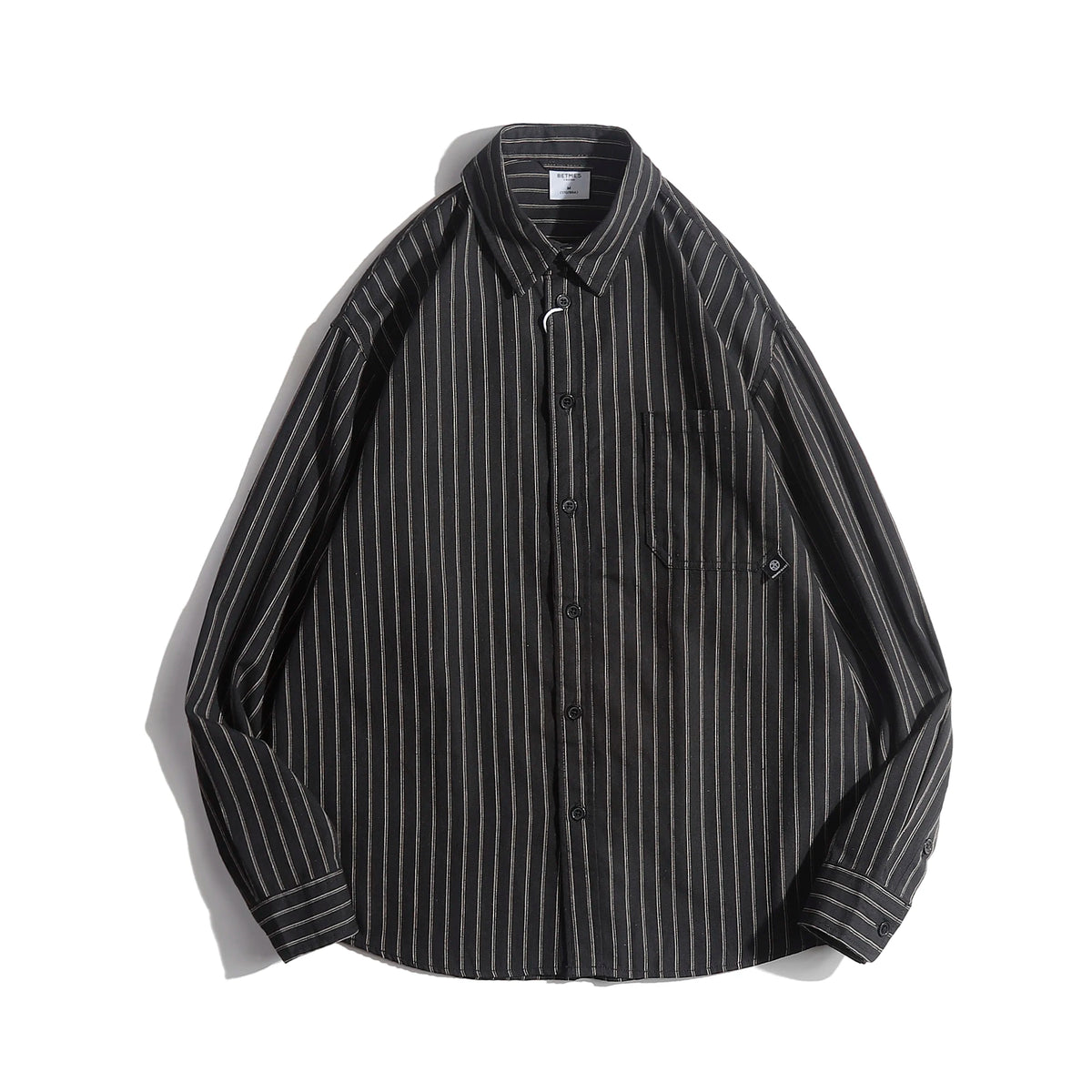 Unisex Vintage Striped Shirt – Loose-Fit Long-Sleeve Casual Top | Japanese-Inspired Spring & Autumn Streetwear