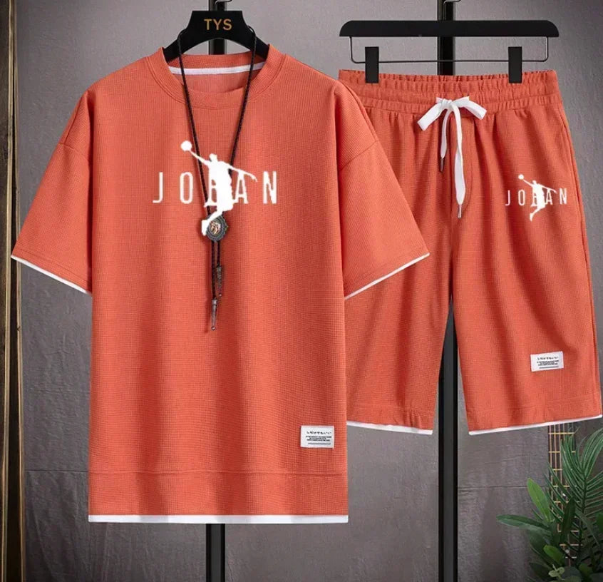 Men's Summer 2-Piece Suit – T-Shirt & Blazer Shorts Set