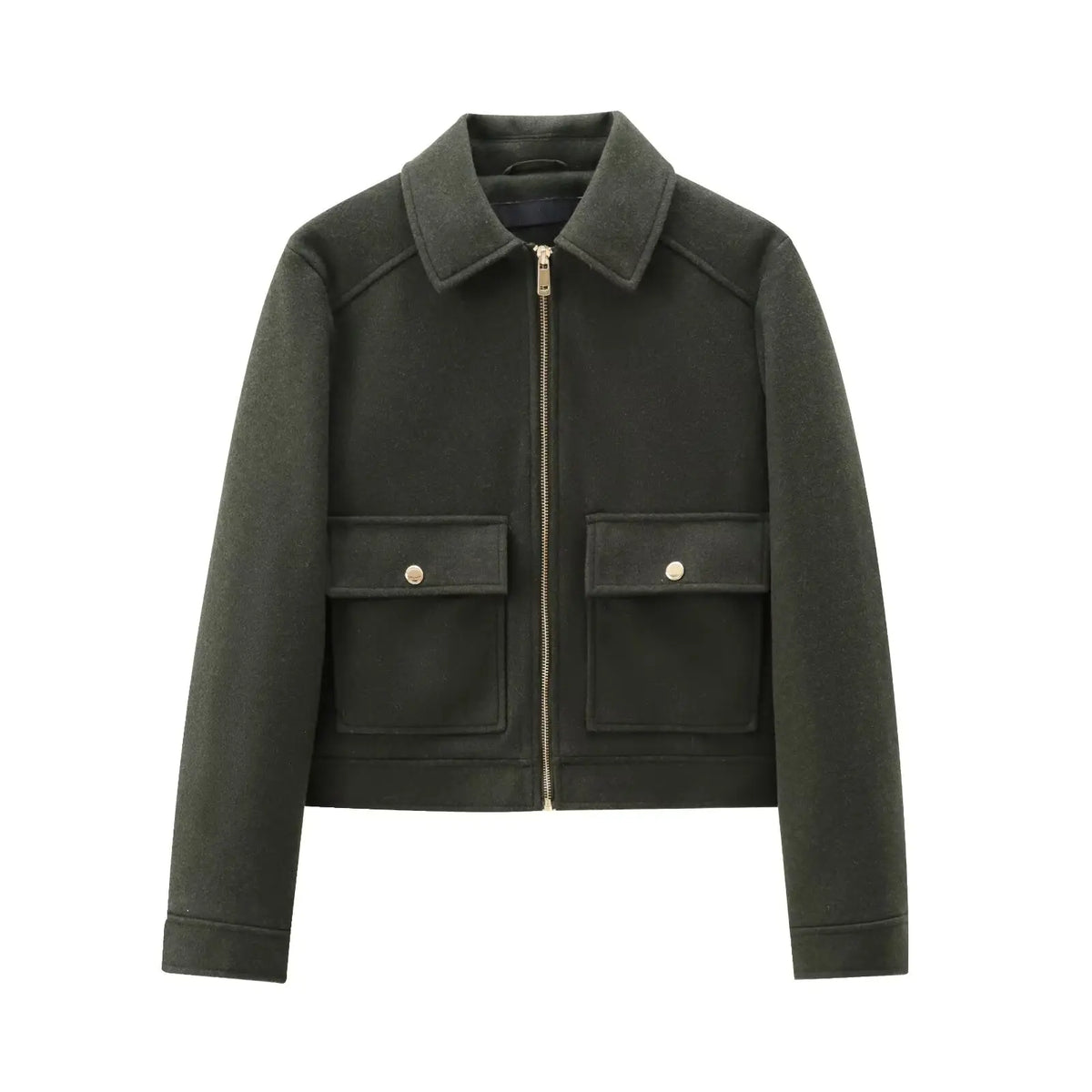 Women’s Zipper Jacket – Stylish Winter Long Sleeve Casual Coat with Pockets