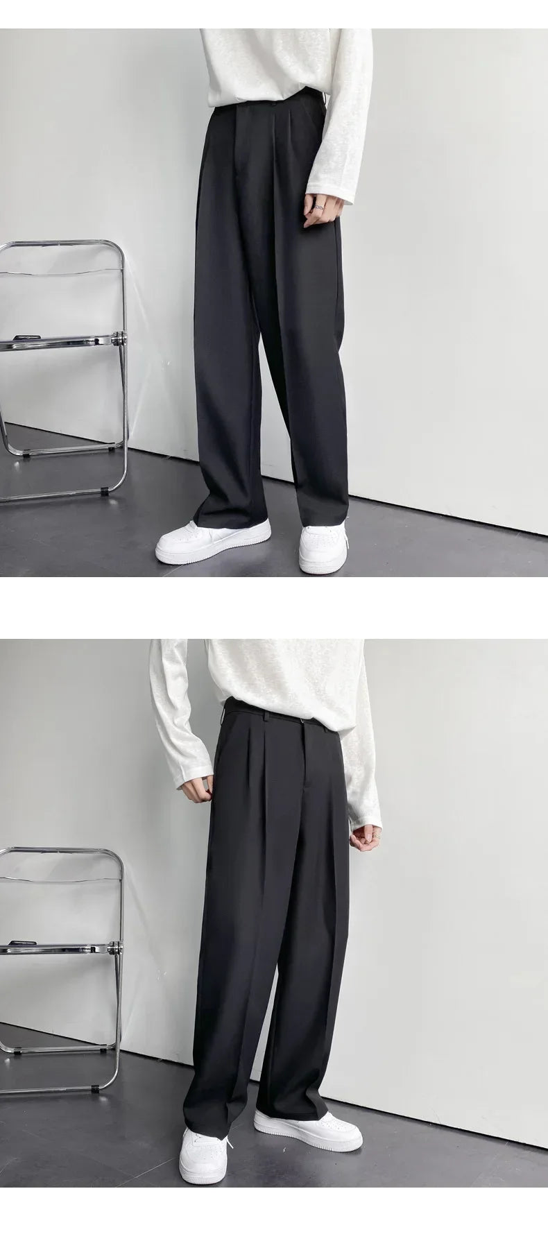Men's Korean Drape Straight Casual Trousers – Loose Fit Smart-Casual Street Suit Pants