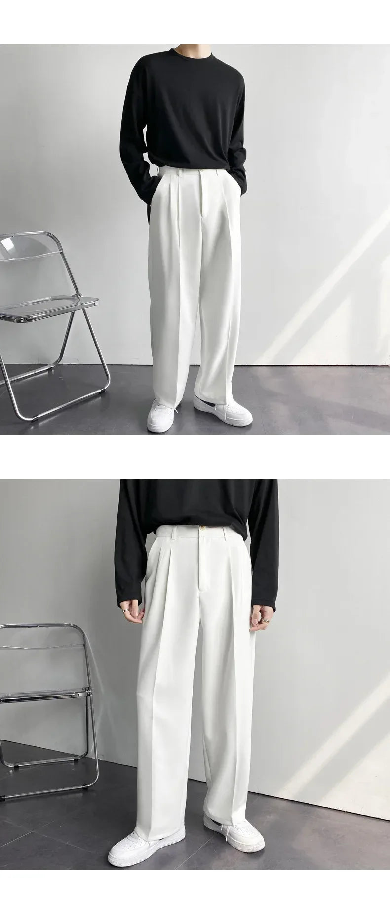 Men's Korean Drape Straight Casual Trousers – Loose Fit Smart-Casual Street Suit Pants