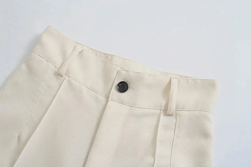 Women’s High-Waist Straight-Leg Trousers – Vintage Office Pants with Zipper Fly | Chic Casual Workwear