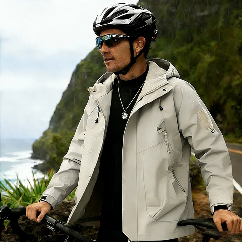 Men’s Outdoor Hooded Jacket – Waterproof Hiking & Camping Windbreaker
