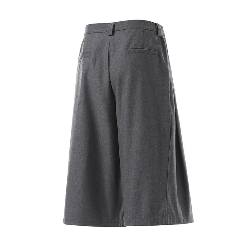 Men’s Japanese Streetwear Wide-Leg Shorts – Loose Fit Calf-Length Casual Suit Pants | Summer