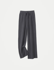 Women’s Merino Wool Wide Leg Pants – Soft Warm Knitted Casual Winter Trousers