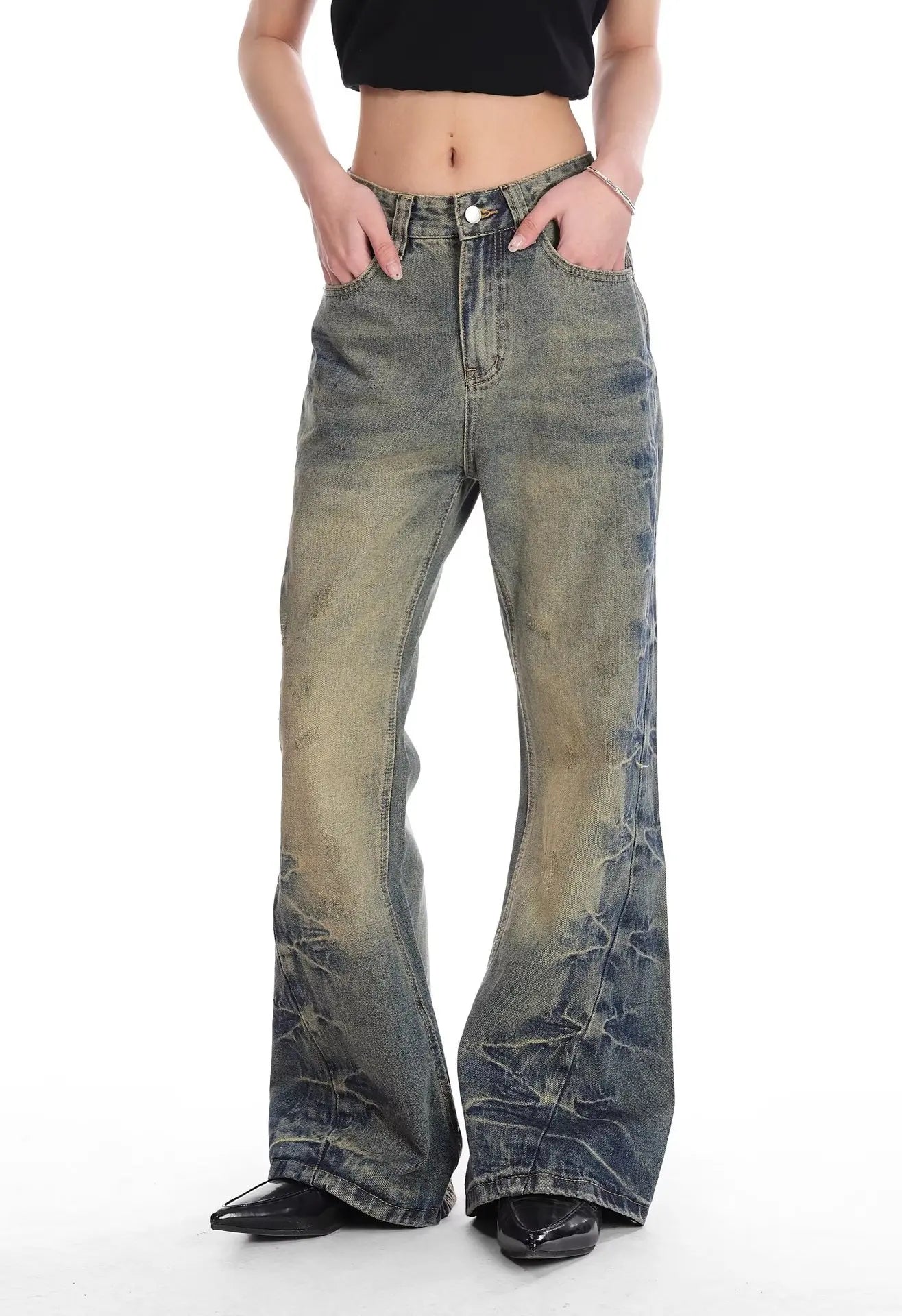 Retro American Painted Distressed Loose Straight Leg Jeans