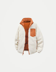 Men’s Double-Sided Lambskin Winter Jacket – Thick Cotton-Padded Warm Outdoor Coat, Reversible Cold-Weather Jacket