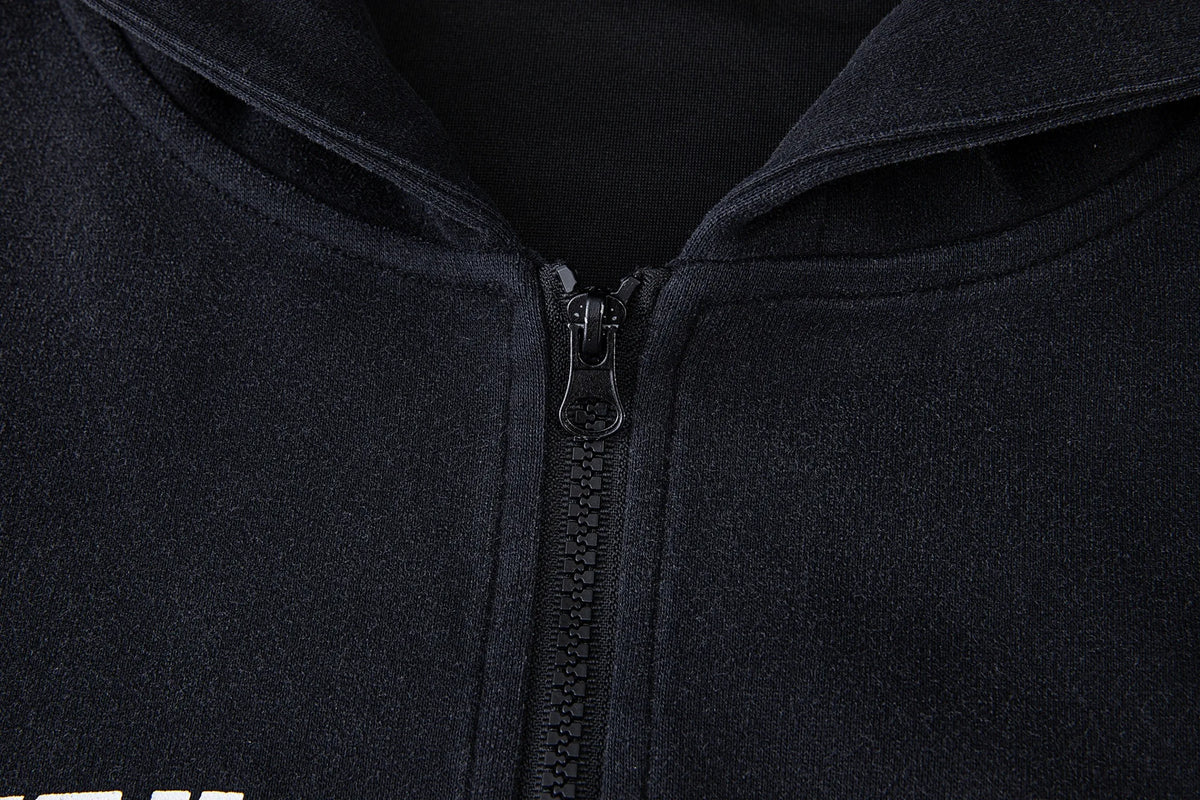 Unisex Retro Letter Print Hoodie Jacket – Loose-Fit Zip-Up Casual Cardigan, American Streetwear Sweatshirt