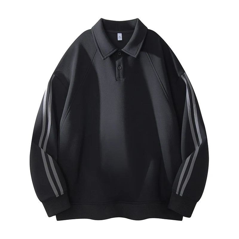 Men’s Striped Patchwork Sweatshirt – Cotton Pullover | Casual Fall Streetwear