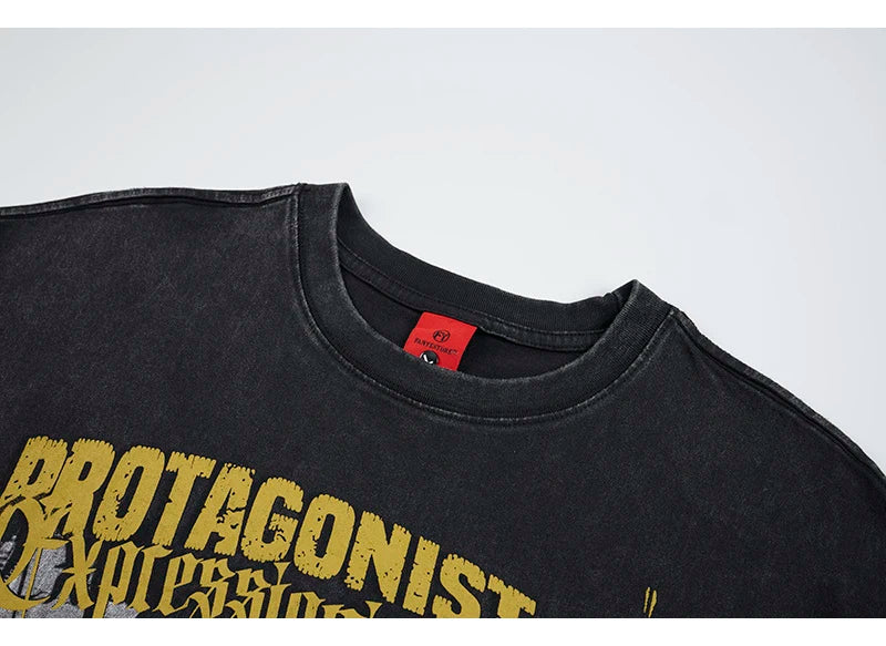 Unisex Retro American Letter Print T-Shirt – Loose Fit Cotton Casual Streetwear Top