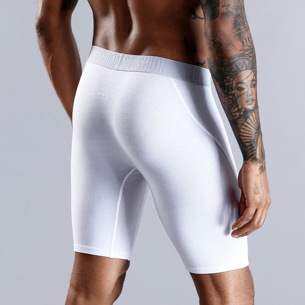 Luxury Style Men’s Boxer Shorts – Soft Cotton Long Leg Underwear, Stretchy & Comfortable Fit