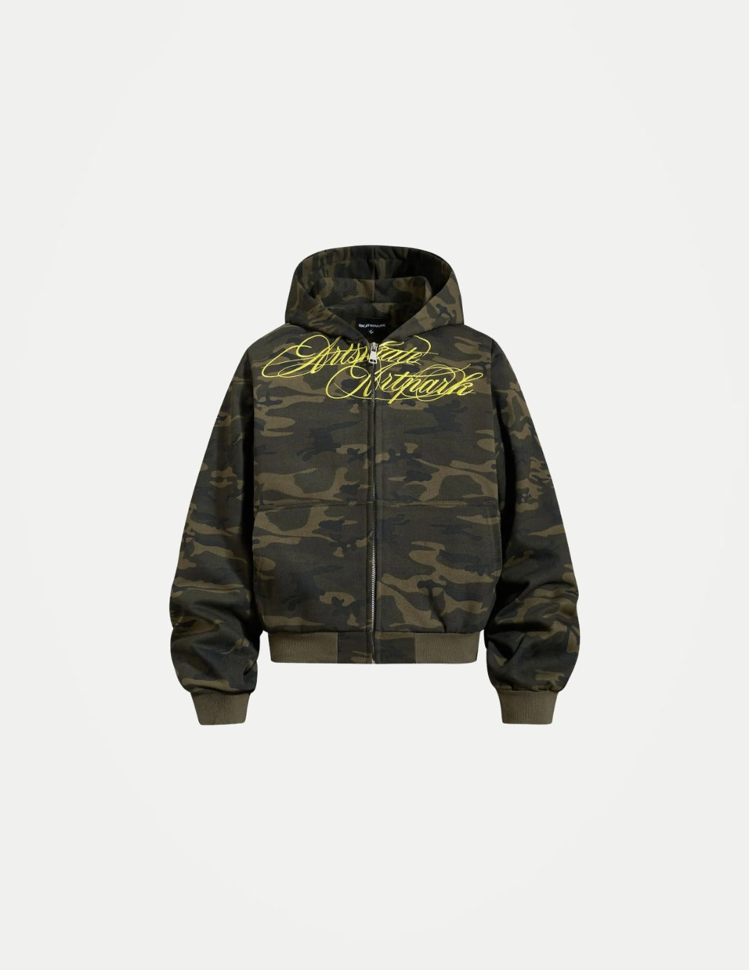 Women’s Camouflage Zip-Up Hoodie – Vintage Letter Embroidery Cropped Sweatshirt | Loose Casual Streetwear Jacket