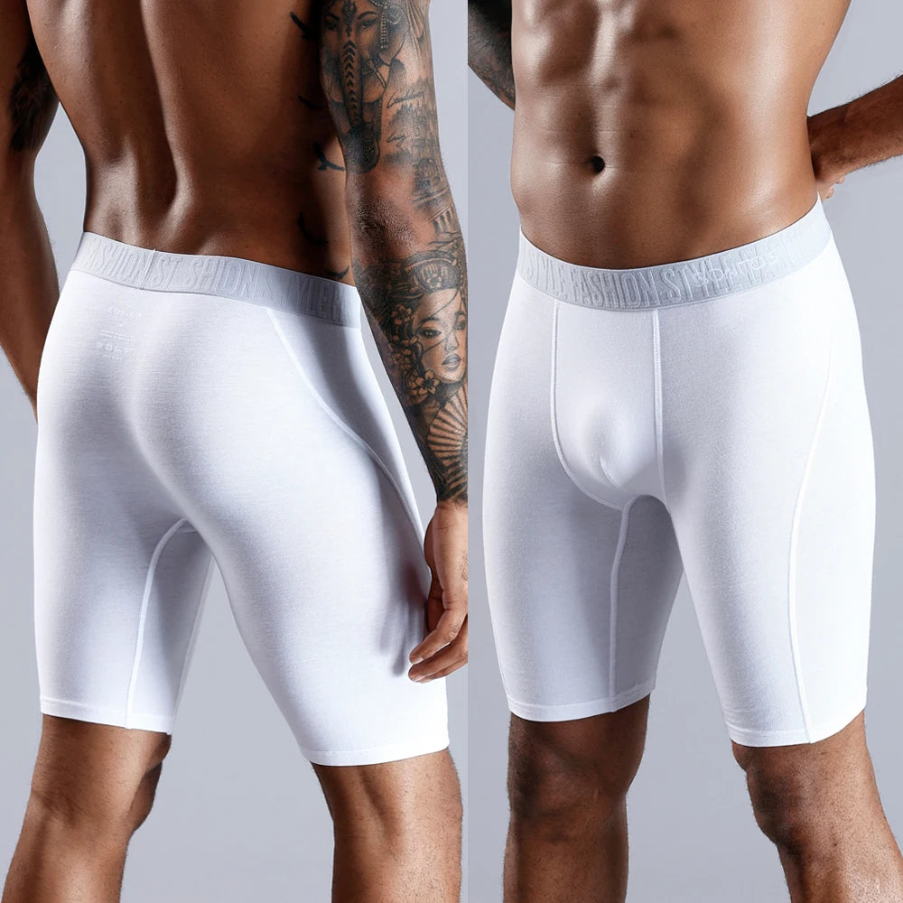 Luxury Style Men’s Boxer Shorts – Soft Cotton Long Leg Underwear, Stretchy & Comfortable Fit