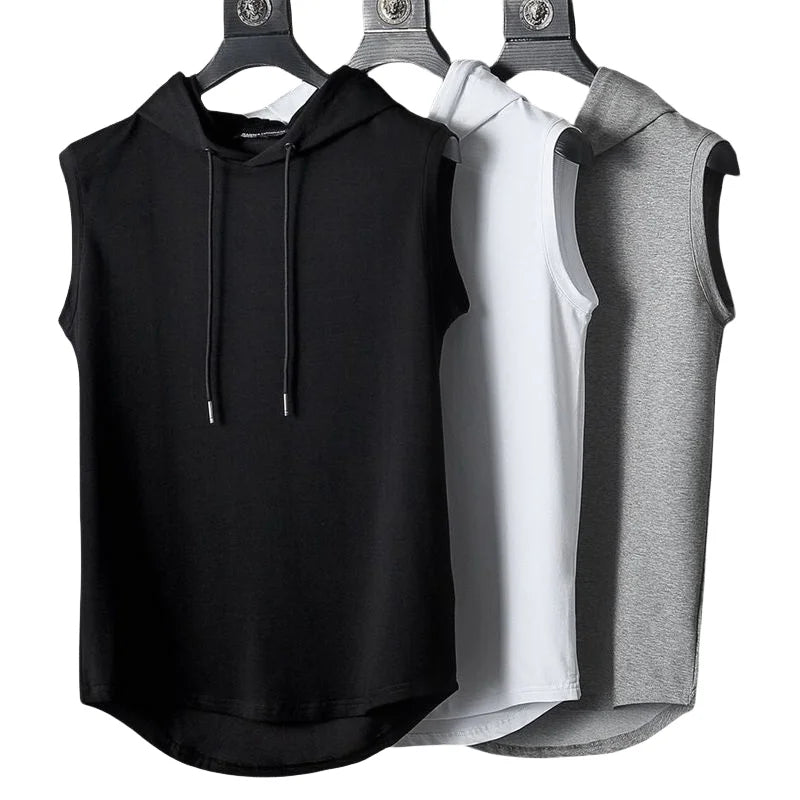 Men's Sleeveless Hooded Tank Top – Gym Bodybuilding Sports Vest
