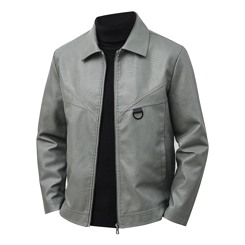 Men’s Slim-Fit Leather Jacket – Retro Lapel Coat | Stylish Spring & Autumn Casual Business Outerwear