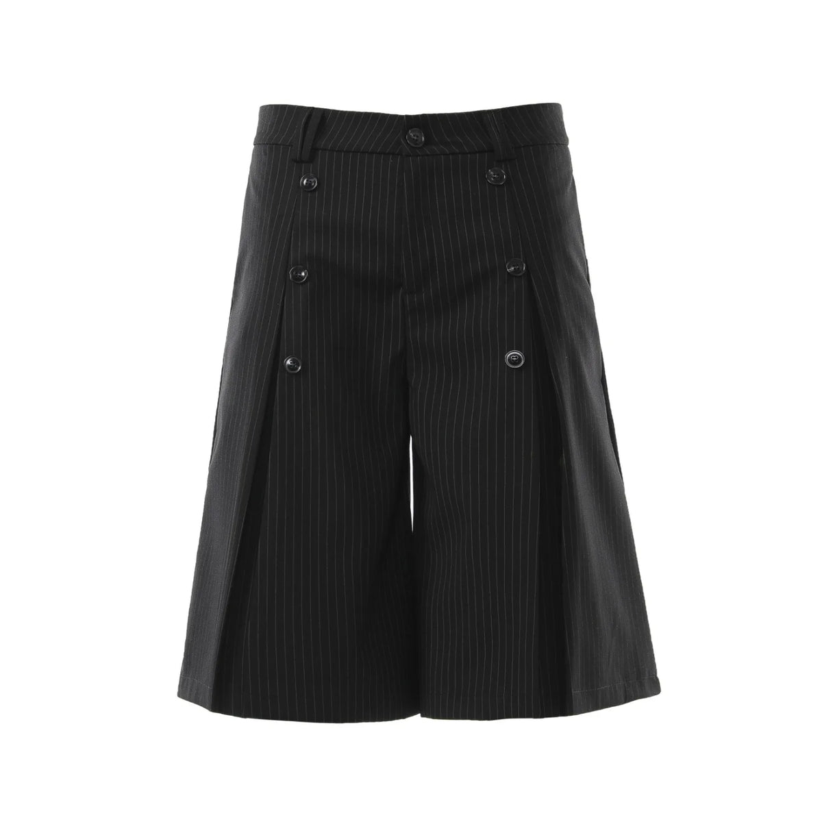 PFHQ Men’s Pinstripe Pleated Shorts – Double-Button A-Line Mid-Length Pants | American Retro Streetwear