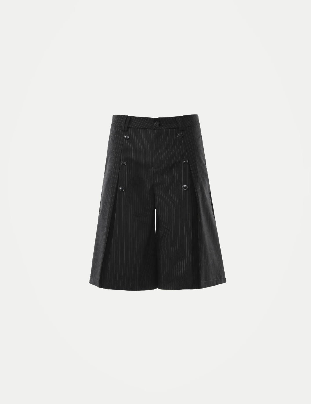 PFHQ Men’s Pinstripe Pleated Shorts – Double-Button A-Line Mid-Length Pants | American Retro Streetwear