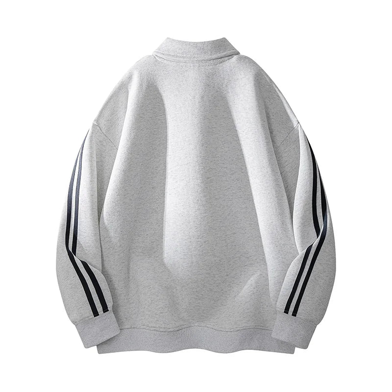 Men’s Striped Patchwork Sweatshirt – Cotton Pullover | Casual Fall Streetwear