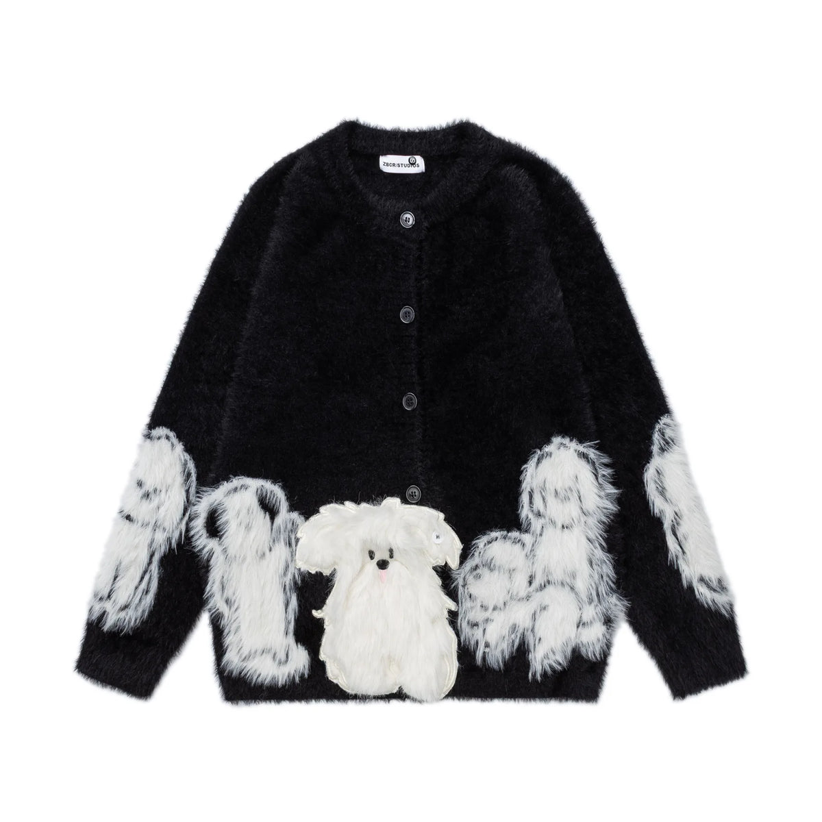 Unisex Y2K Cartoon Knit Cardigan – Oversized Retro Graphic Sweater, Harajuku Streetwear Loose-Fit Knitwear