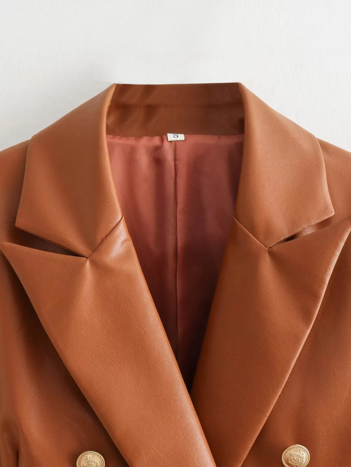 Women’s Premium Leather-Look Blazer – Elegant Long-Sleeve Suit Jacket | Versatile Autumn Fashion