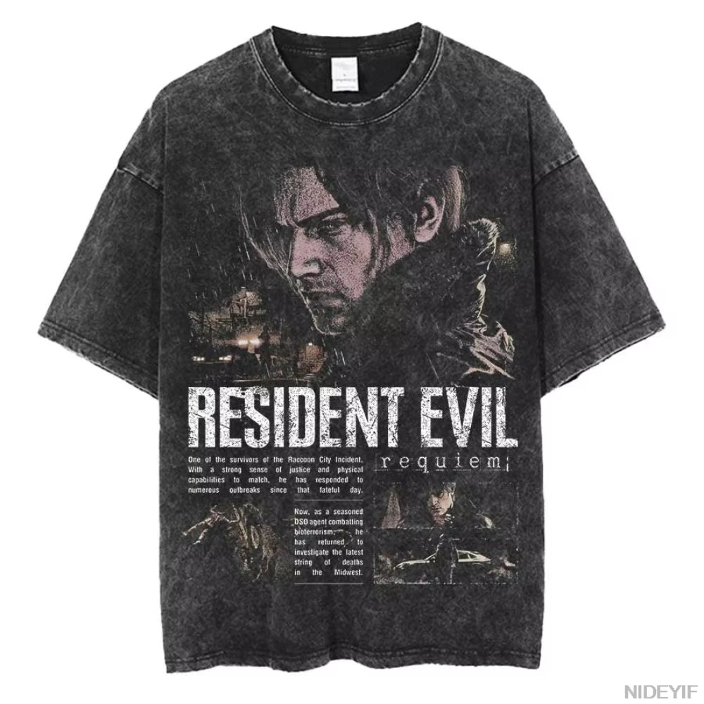 Unisex Leon Kennedy Graphic T-Shirt – Oversized Short-Sleeve Tee | Retro Biohazard-Inspired Fan Streetwear