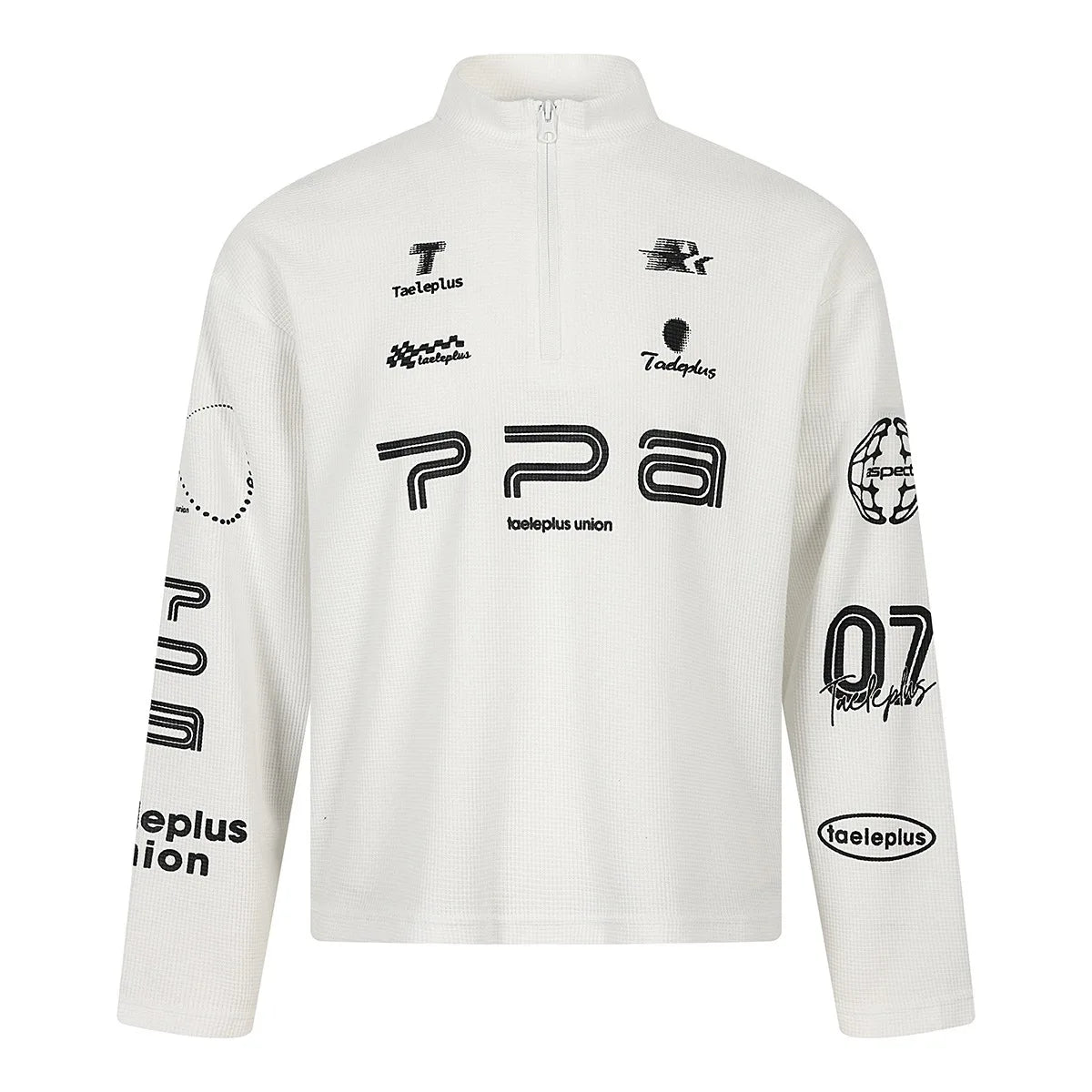 Unisex Waffle Pattern Long Sleeve T-Shirt – Half High Collar Printed Casual Sportswear, Fall 2026