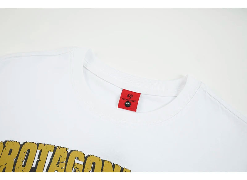 Unisex Retro American Letter Print T-Shirt – Loose Fit Cotton Casual Streetwear Top