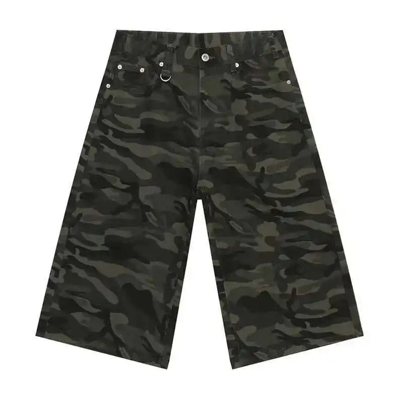 IEFB Men’s Vintage Wide-Leg Denim Shorts – Loose Fit Washed Knee-Length Jeans | Korean Summer Streetwear