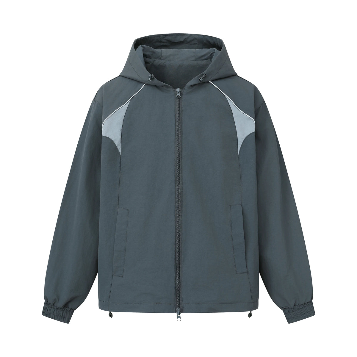 Women’s American Style Hooded Windbreaker – Loose Fit Color Block Printed Casual Workwear Jacket