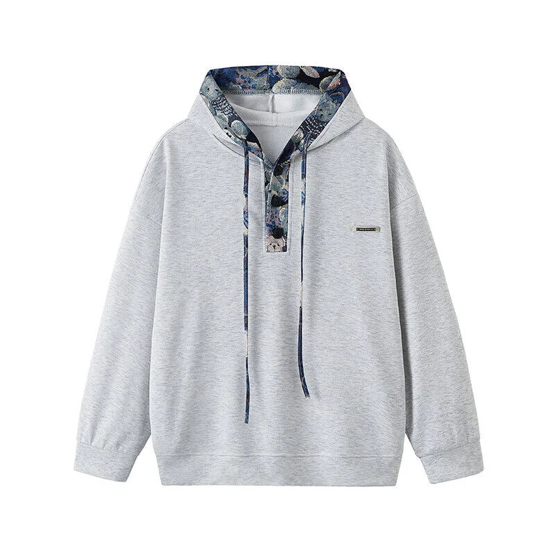 Men’s Oversized Hoodie Sweatshirt – Urban Streetwear Lapel Neck Casual Top for Spring & Autumn