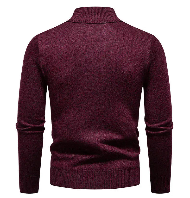 Men’s Winter Half-Zip Knit Sweater – Fleece-Lined Stand Collar Pullover | Warm & Versatile Casual Top