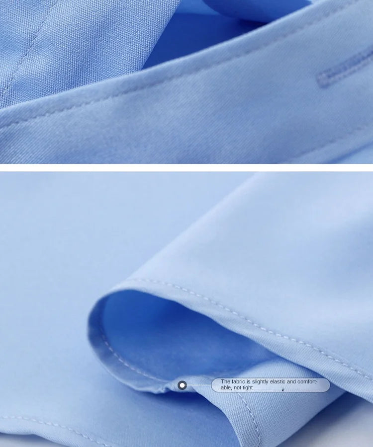 Men's Non-Iron Anti-Wrinkle Long Sleeve Shirt – Classic Solid Colour Business Casual Easy-Care Shirt