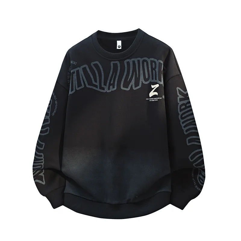 Long Sleeve Sweatshirt – Casual Round Neck Streetwear Top, Autumn Winter Polyester Pullover