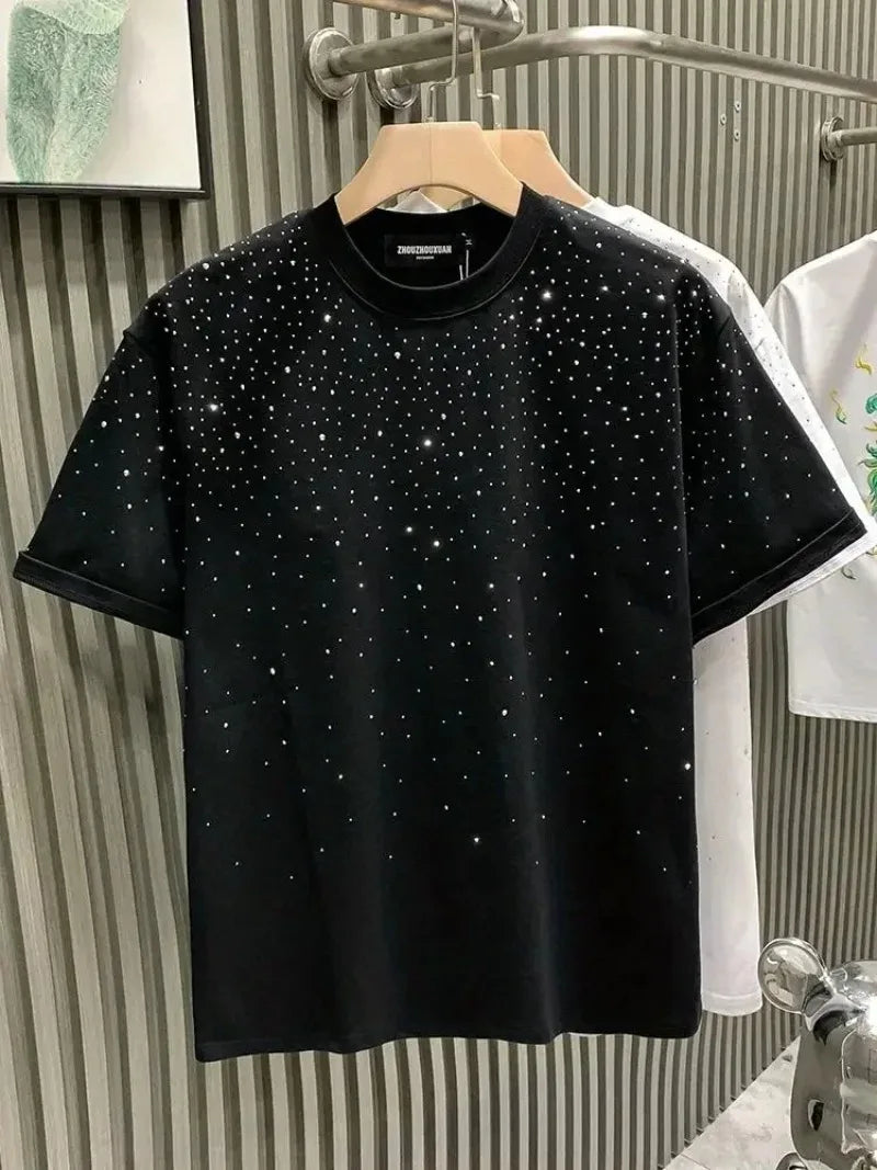 Men's Luxury Diamond Print T-Shirt – High-End Streetwear Fashion Tee