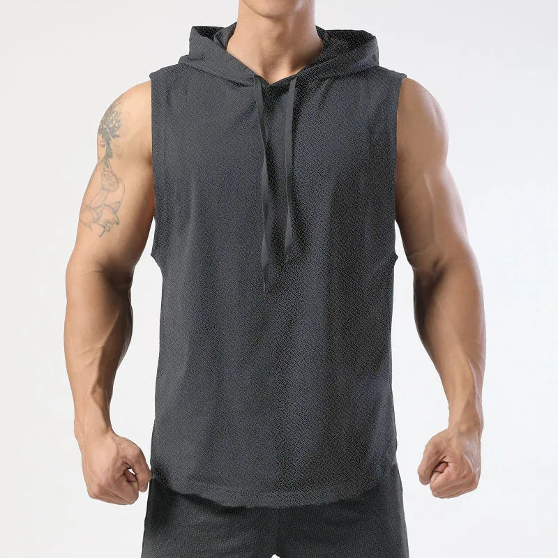 Men's Sleeveless Hooded Tank Top – Gym Bodybuilding Sports Vest