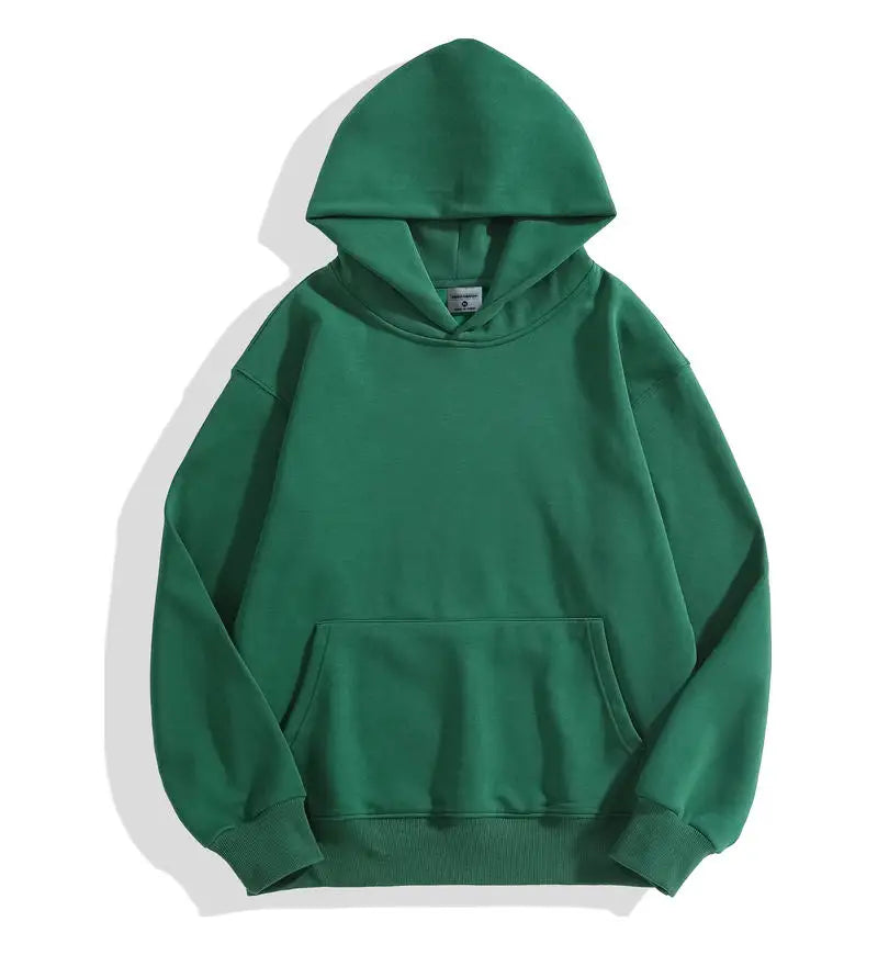 Men's 500 GSM Heavyweight Cotton Hoodie – Solid Color Casual Winter Sweatshirt