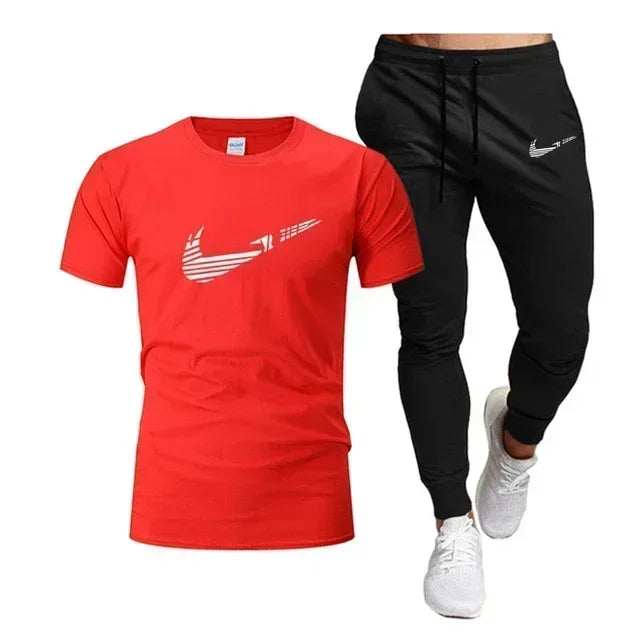 Men's Sports T-Shirt & Pants Set – 2 Piece Breathable Jogging Suit
