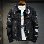 Men Brand Denim Jacket Streetwear Punk Motorcycle Ripped Male Jeans Outwear