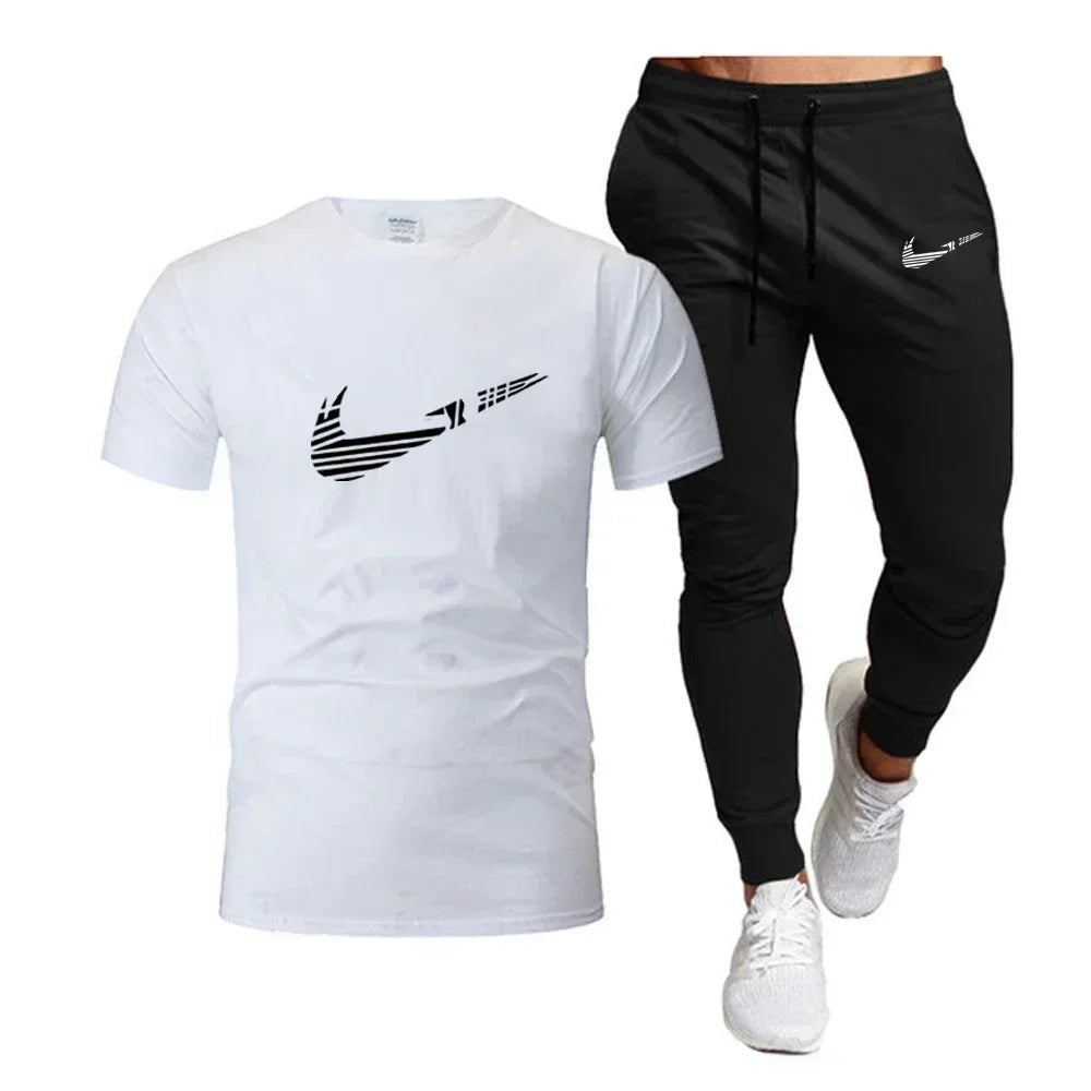 Men's Sports T-Shirt & Pants Set – 2 Piece Breathable Jogging Suit