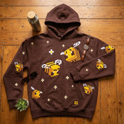 Brown Pixel Bee Zip-Up Hoodie – Y2K Kawaii Streetwear