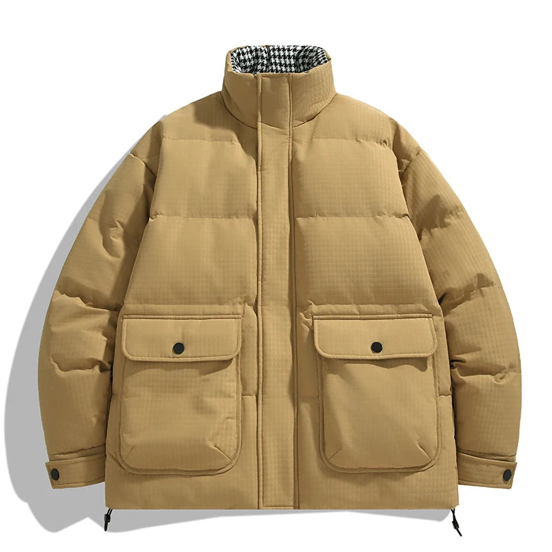 Men’s Winter Cotton Parka Jacket – Warm Windproof Solid Color Casual Coat, Cold-Weather Outdoor Outerwear