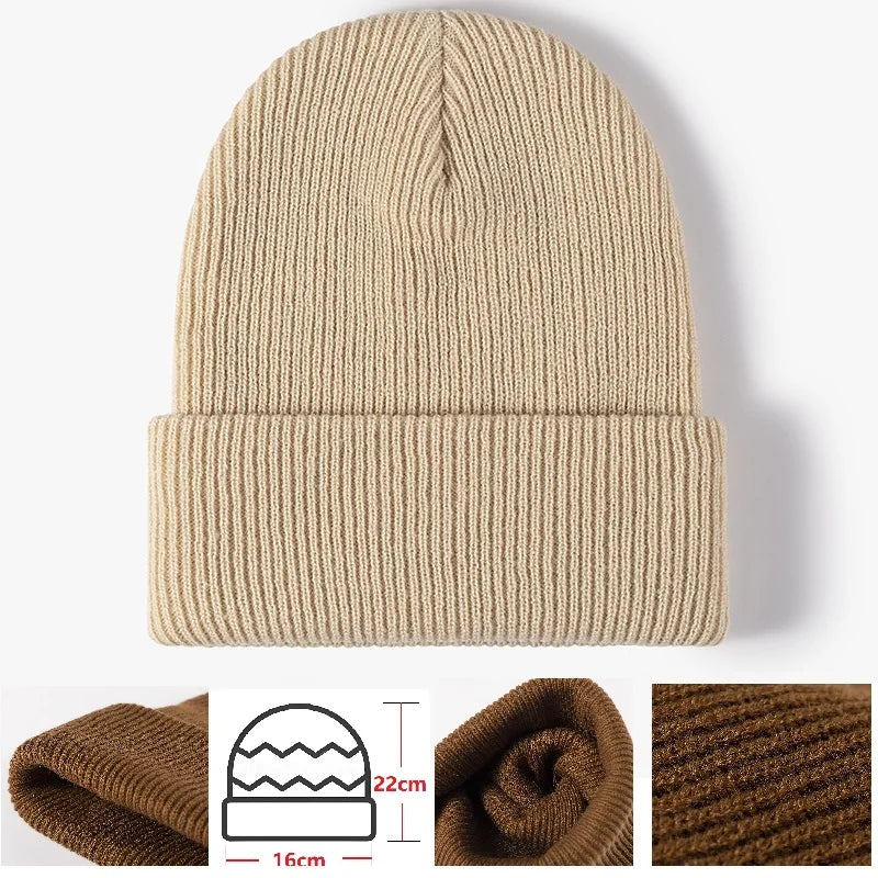 Women’s Y2K Gothic Beanie – Winter Knit Skull Cap with Metal Ring Detail, Harajuku Hip Hop Streetwear Hat