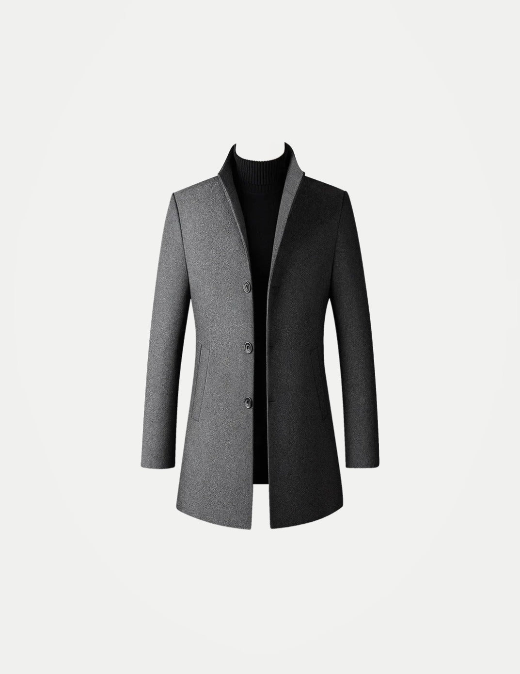 TFETTERS Men’s Long Trench Coat – Korean-Inspired Stand Collar Business Casual Windbreaker, Autumn & Winter Jacket