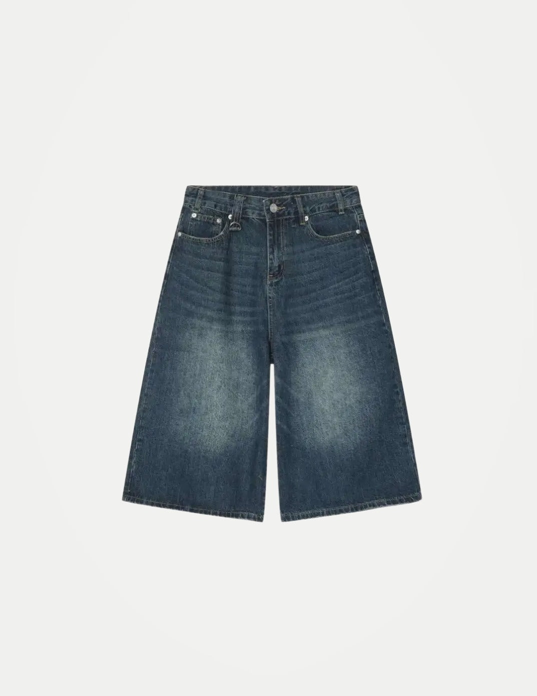 IEFB Men’s Vintage Wide-Leg Denim Shorts – Loose Fit Washed Knee-Length Jeans | Korean Summer Streetwear