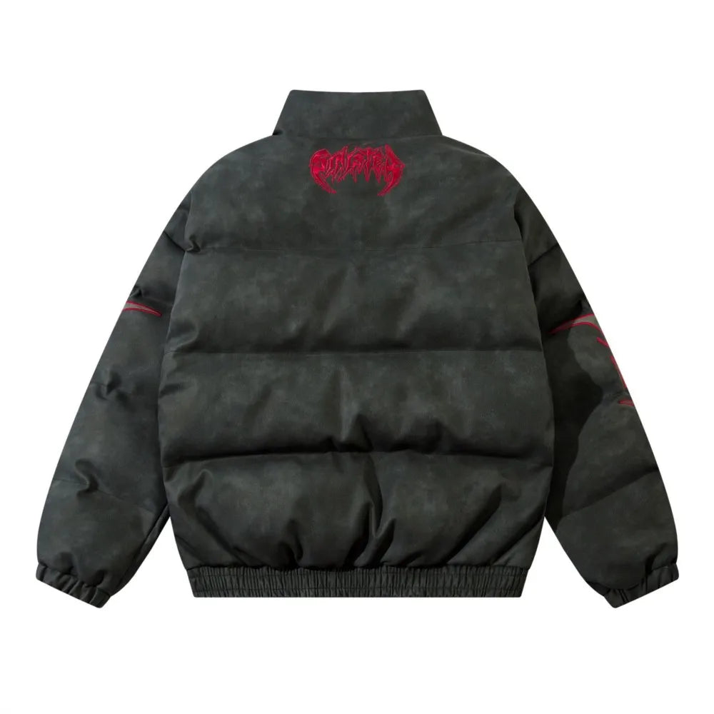 Unisex Y2K Padded Winter Jacket – Thick Cotton Coat with Letter Embroidery, Casual Hip Hop Streetwear Parka
