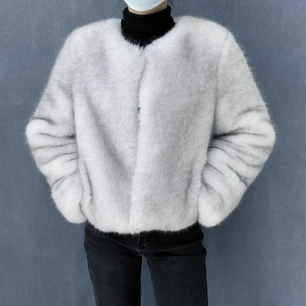 Women’s Luxury Faux Fur Jacket – Fluffy Short Winter Coat, Chic Street Fashion Outerwear