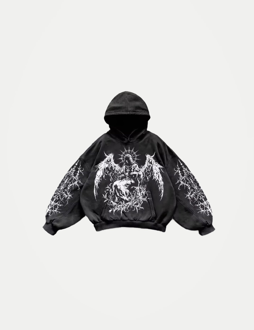Y2K Gothic Graphic Hoodie – Loose Fit Grunge Punk Sweatshirt | Men’s & Women’s Streetwear