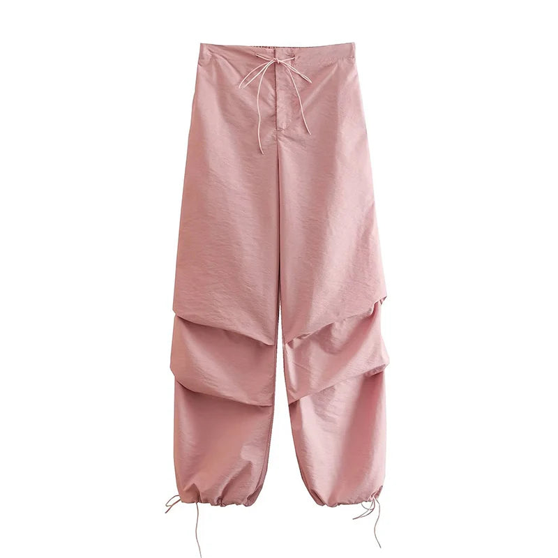Women’s High-Waist Cargo Parachute Pants – Chic Jogger Trousers