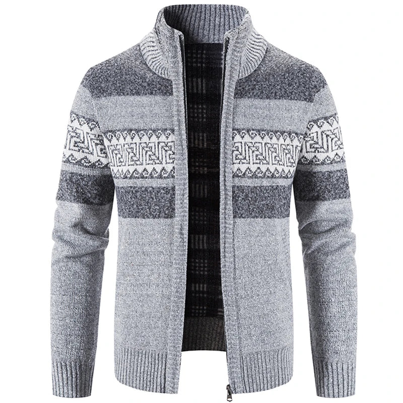 Men’s Korean Knit Cardigan – Stand Collar Casual Autumn/Winter Sweater